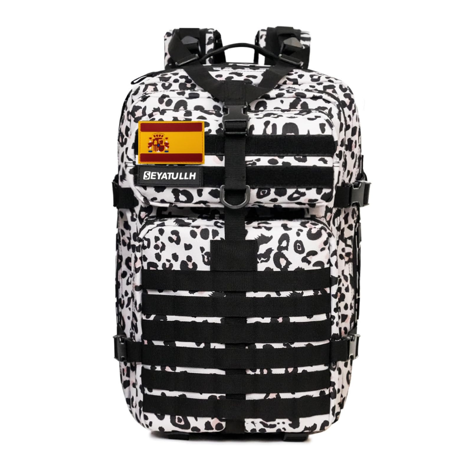 Mochila Táctica Militar 45L,Gran Capacidad, para Senderismo,Acampada y Crossfit,Hombre/Mujer (Sin bolsillo lateral, Estampado de leopardo)