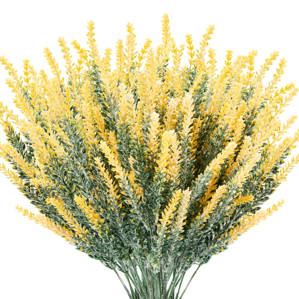 Tenchy Artificial Lavender Artificial Flowers 6 Bundles Yellow Lifelike  Foliage Plants Shrubs for Wedding Bouquets Hanging Planters Farm Indoor ...