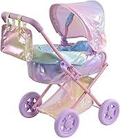 Vista 14 de Olivia's Little World - Cochecito de estilo buggy para muñeca con toldo retráctil, almacenamiento debajo, moisés desmontable, bolsa de viaje