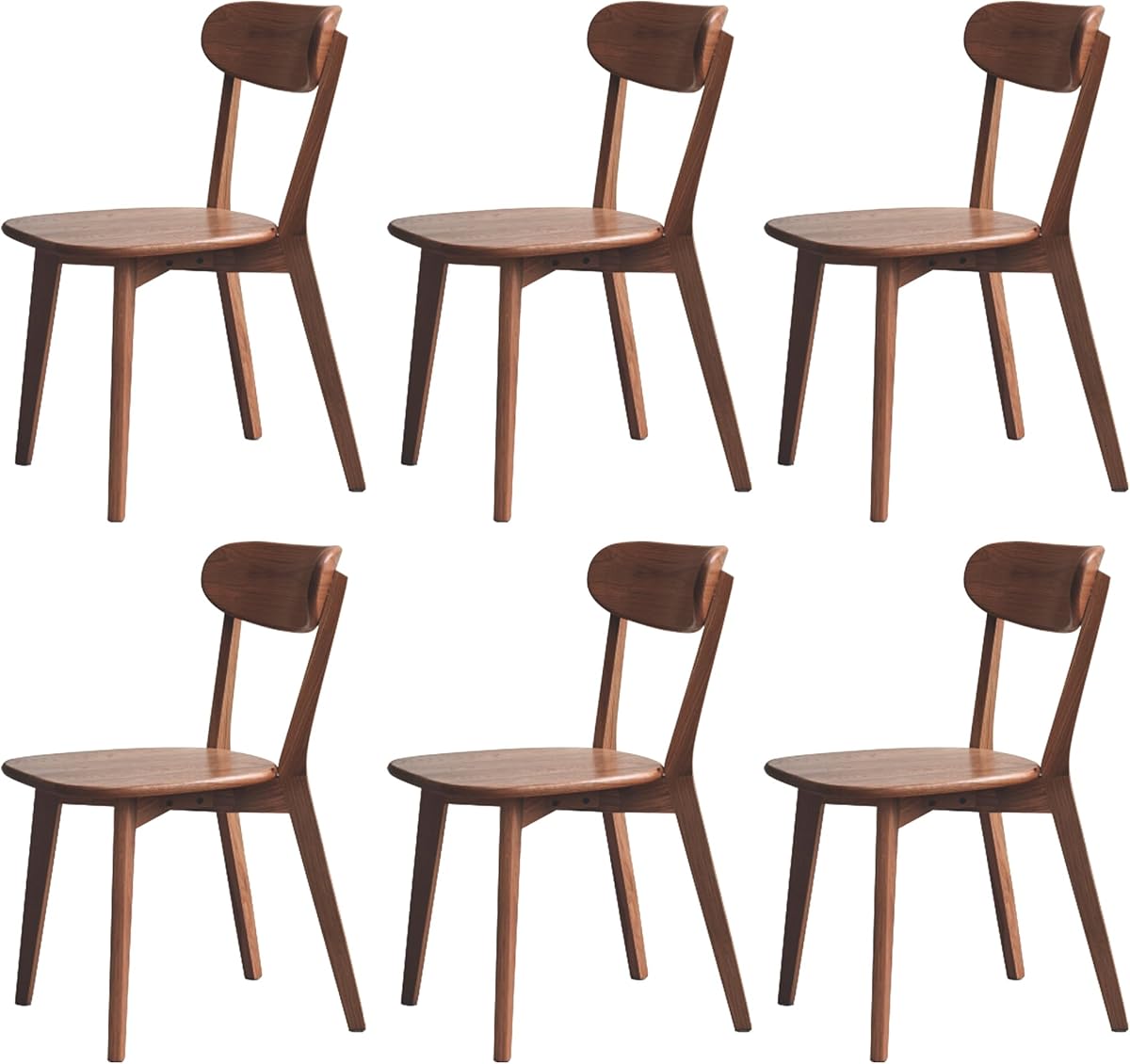 Modern Dining Chairs Set of 6, Solid Oak Wood Dining Chair with Comfortable Backrest, Sturdy Wooden Chairs for Kitchen, Dining Room