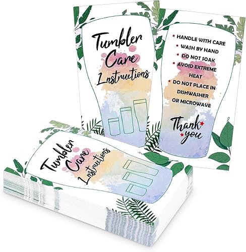 Miniatura 1 de BOXOB 200 tarjetas de instrucciones de cuidado del vaso, tarjetas de 2 x 3.5 pulgadas, tarjeta de dirección del cliente para vaso, taza, pequeña