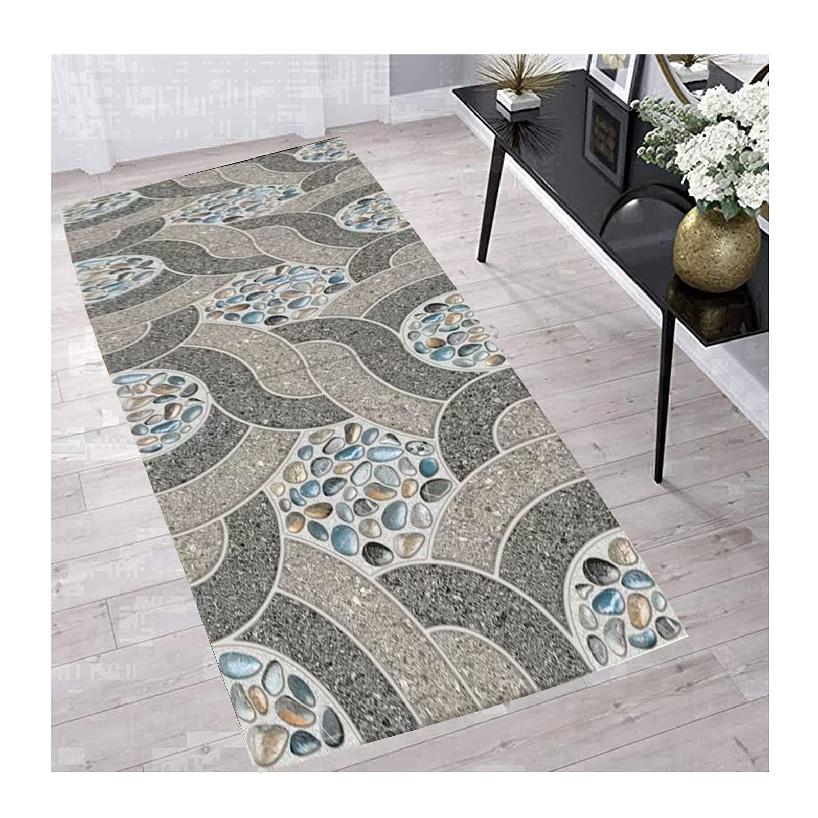 Tapis de passage couloir 3D lavable et coussinets de pied personnalisables