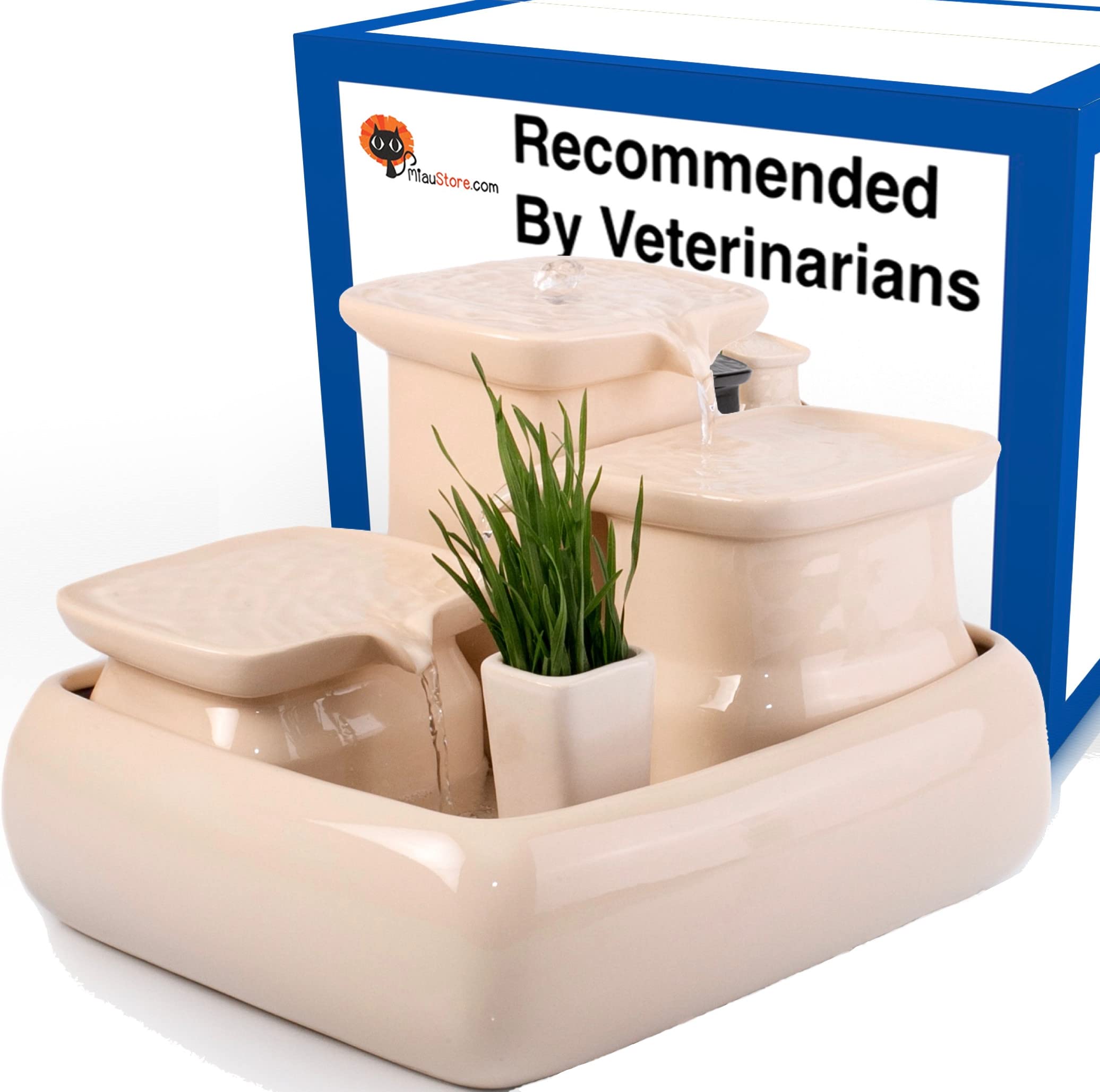 MiaustoreStandard Ceramic Cat Water Fountain - CREAM