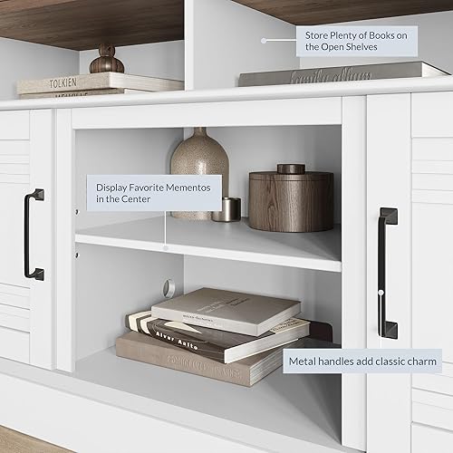 Miniatura 4 de BELLEZE Moderno soporte de TV de madera de 48 pulgadas y consola central de entretenimiento multimedia para televisores de hasta 50 pulgadas con