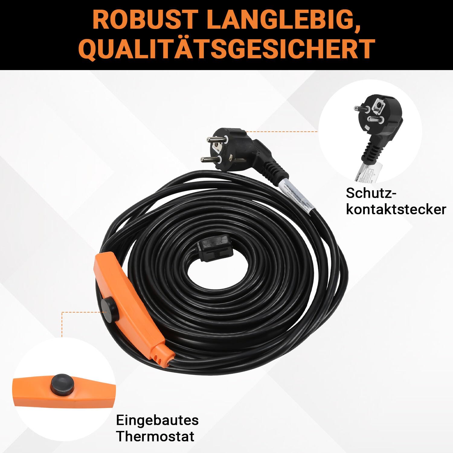 Sonnewelt Câble Chauffant Antigel 288W 18m 16W/M Noir Étanche pour Tuyauteries Extérieur