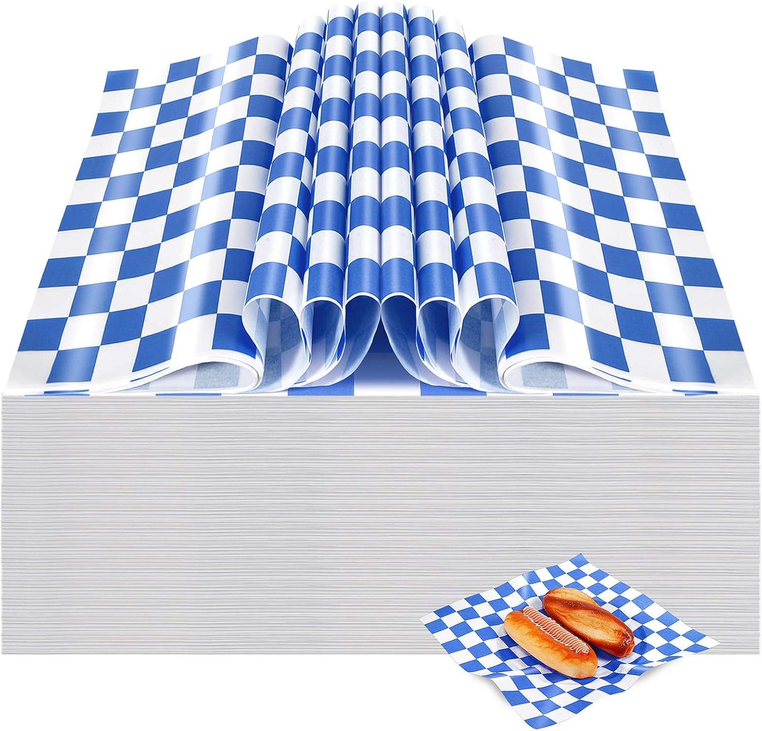 Colarr 1000 Pcs Waxed Paper Sheets Bulk 15 x 15 Inch Large Sandwich Wrapping Papers Checkered Deli Food Basket Liners for Burgers Bread Restaurant Barbecue Picnic(Red)