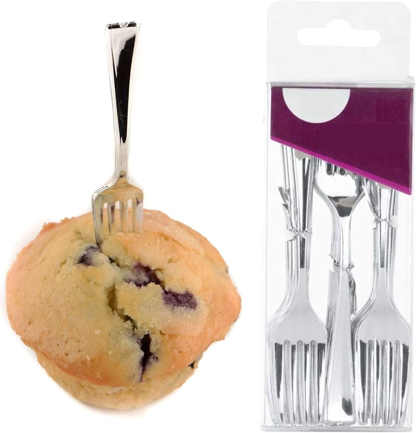 [30 PACK] Disposable Plastic Silver Mini Forks - 4 inch Silver Plastic Tasting Forks Heavy Duty - Great for Sampling, Desserts, Appetizers, Catering Events, Weddings and more by EcoQuality