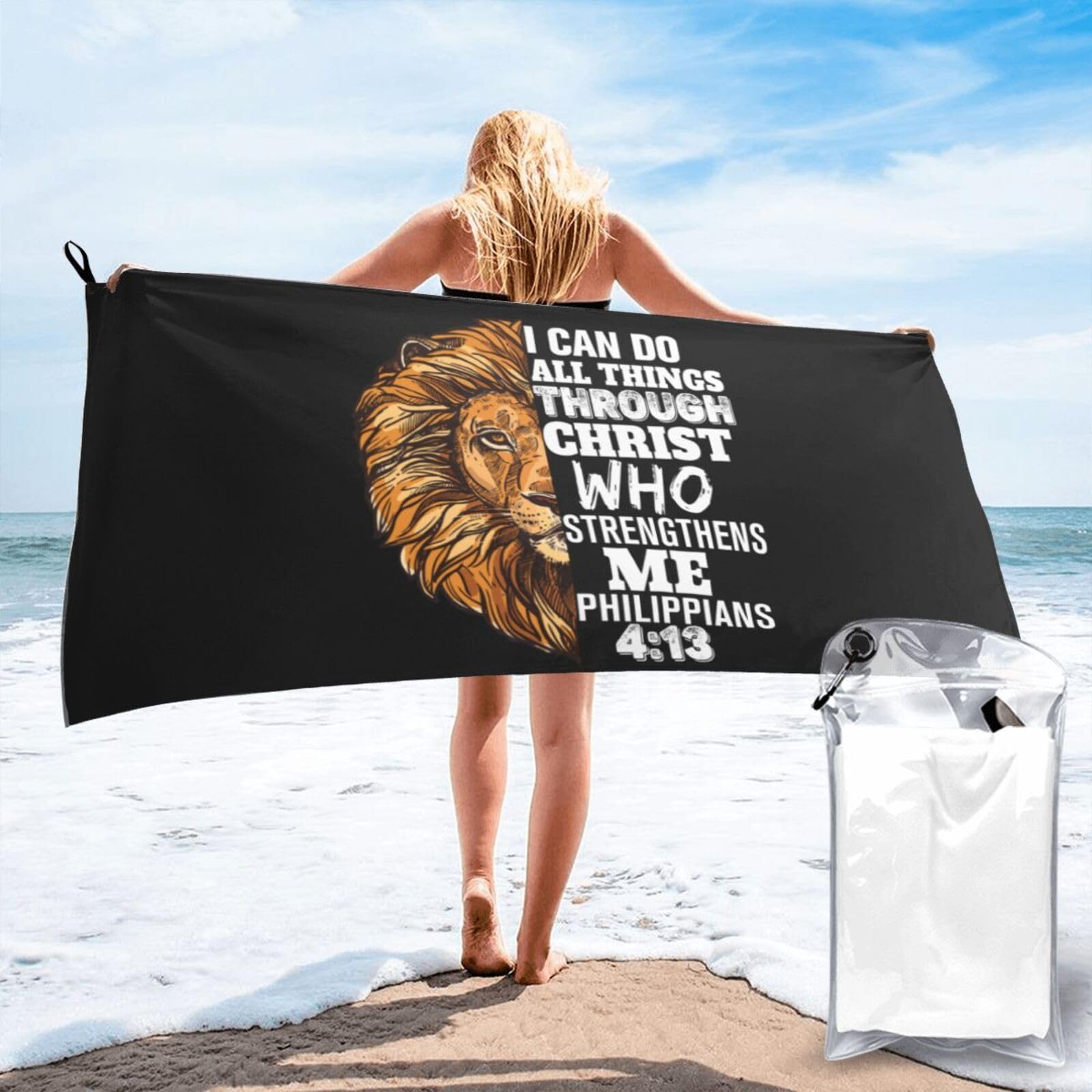 Drap de plage portable chrétien serviette piscine sans sable pour natation et voyage 70x140