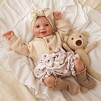 Vista 10 de BABESIDE Muñecas de bebé Reborn Sunny - Muñeca de bebé realista de vinilo suave de 17 pulgadas con cara sonriente y accesorios completos, muñecas