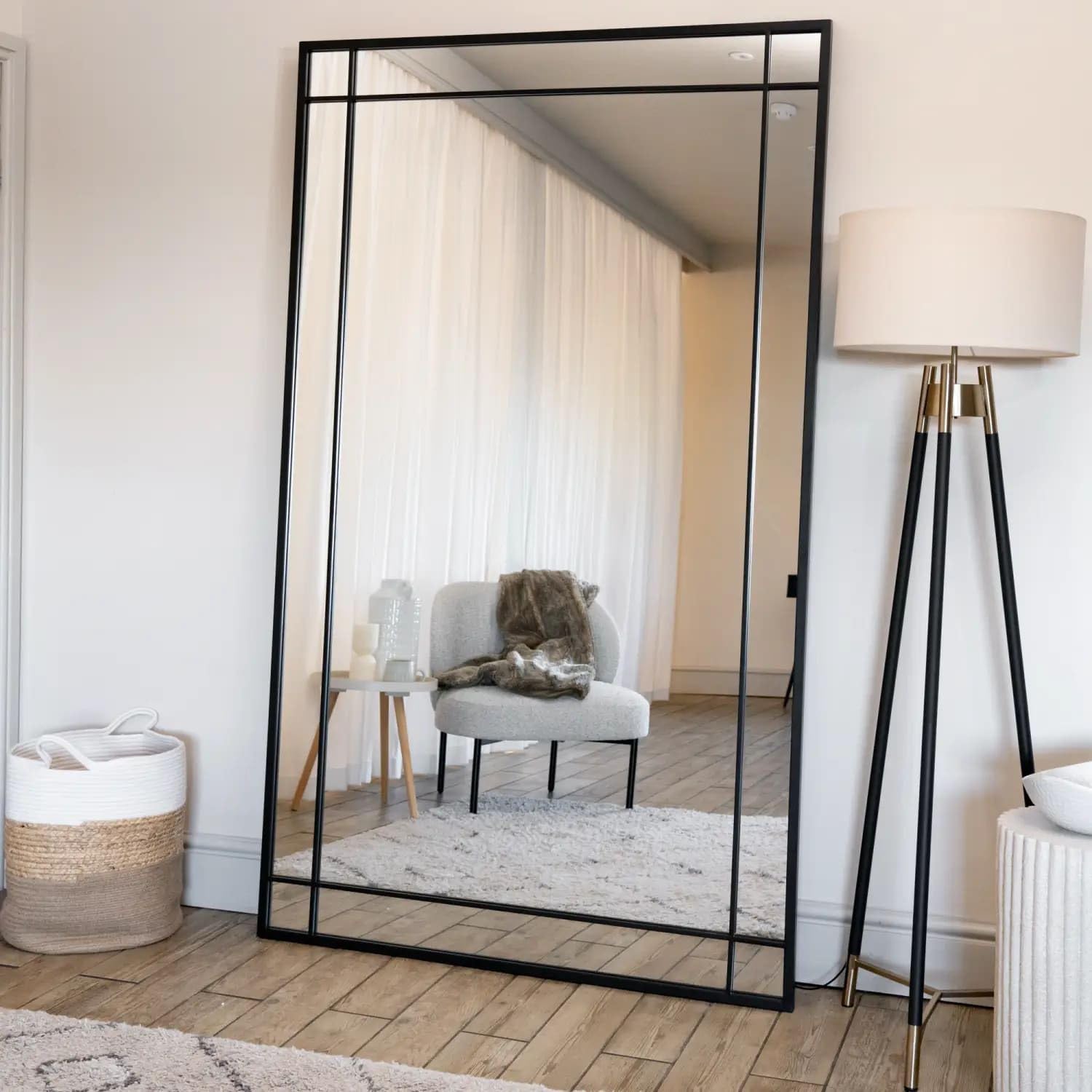 B&Q - Jōbū Jobu HomeAimiFull Length Black Metal Rectangle Window Mirror180Cm X 105Cm