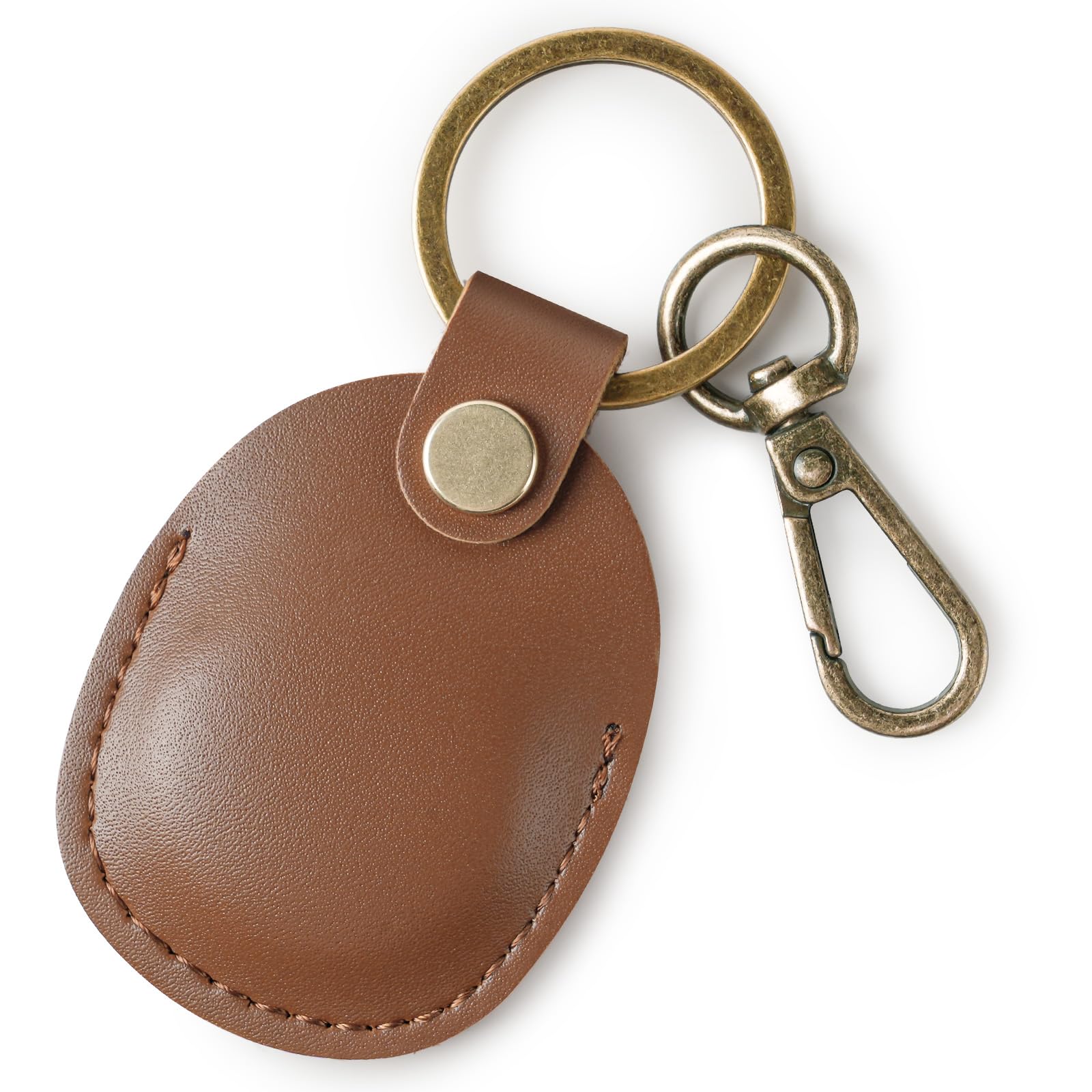 Ainiv Protective Case Compatible with Apple Airtag Pendant, Case with Anti-Loss Key Fob, Pendant for Airtag Made of Leather, Scratch Resistant Holder Cover for AirTag, Key, Pet Collar, Luggage-Brown