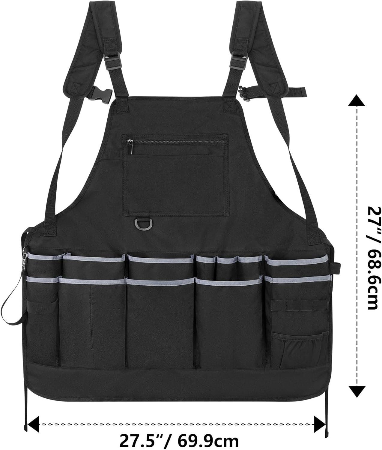 Rexmica Professional Cleaning Apron for Housekeeping, Water-resistant Cleaning Apron with Multiple Pockets for Women and Men, Adjustable Waist Apron for Cleaning Work Tools, Black