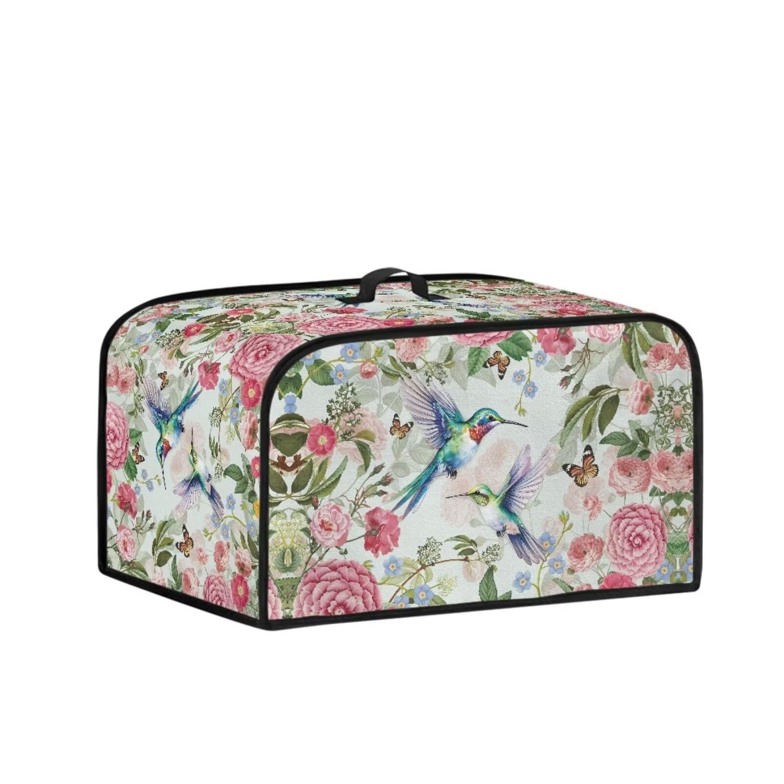 Kathyboom Hummingbird Flowers Slow Cooker Cover with Side Pockets, Anti Splash Slow Cooker Dust Covers Fit for Most 6-8 Qt Crock Pot Kitchen Accessories Organizer