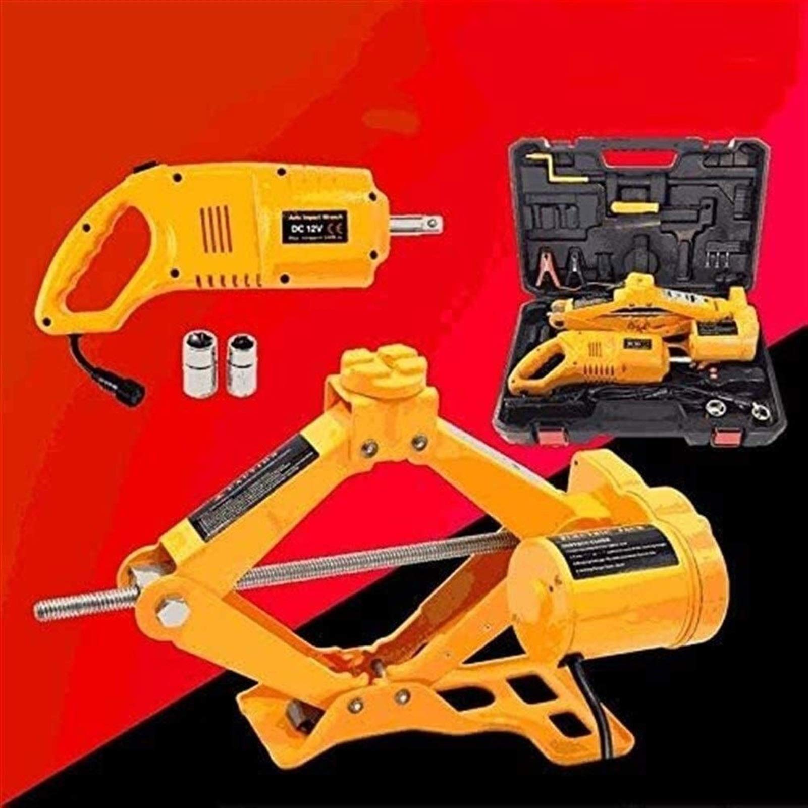 Cric Elettrico per Auto da 2,5 tonnellate, Tutto in Uno, Automatico, 12 V, Strumento di Riparazione per Auto, per berline e SUV, Versione Spessa, Orizzontale
