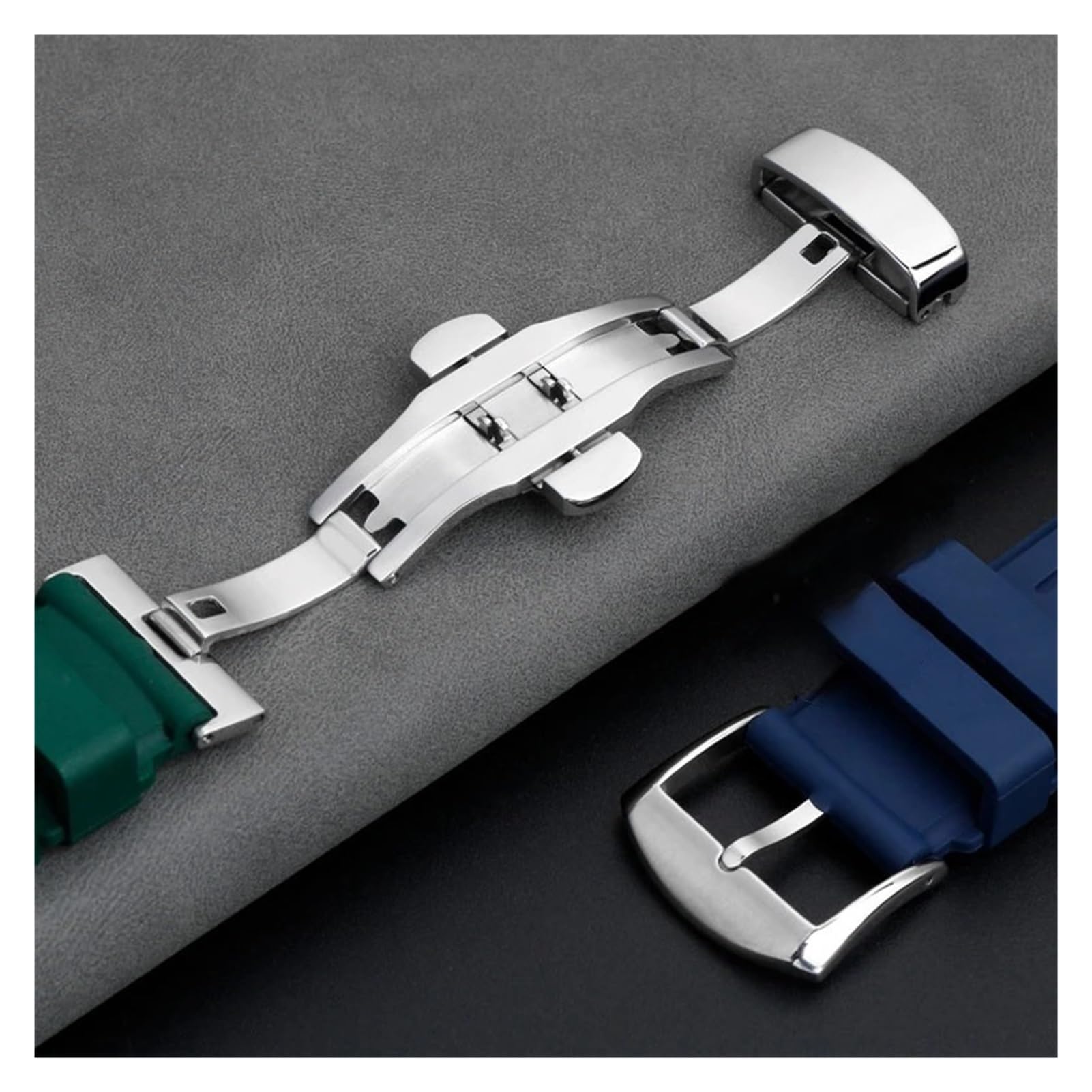 Correa de caucho flúor for reloj Compatible con Longines SEIKO ROLEX OMGEA, pulsera curvada FKM resistente al agua de 20mm y 22mm for hombre