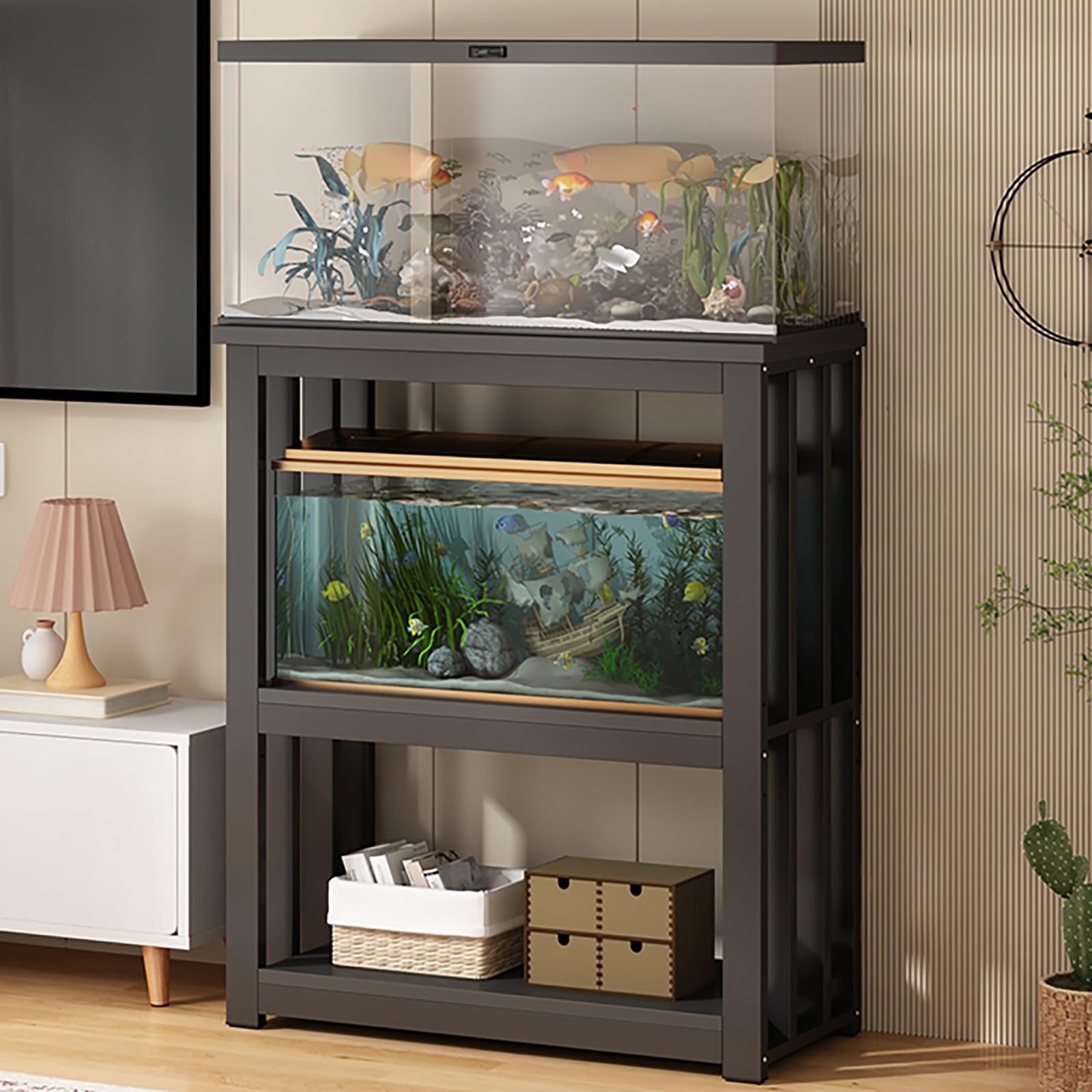 Meuble pour aquarium noir et élégant pour sublimer votre salon