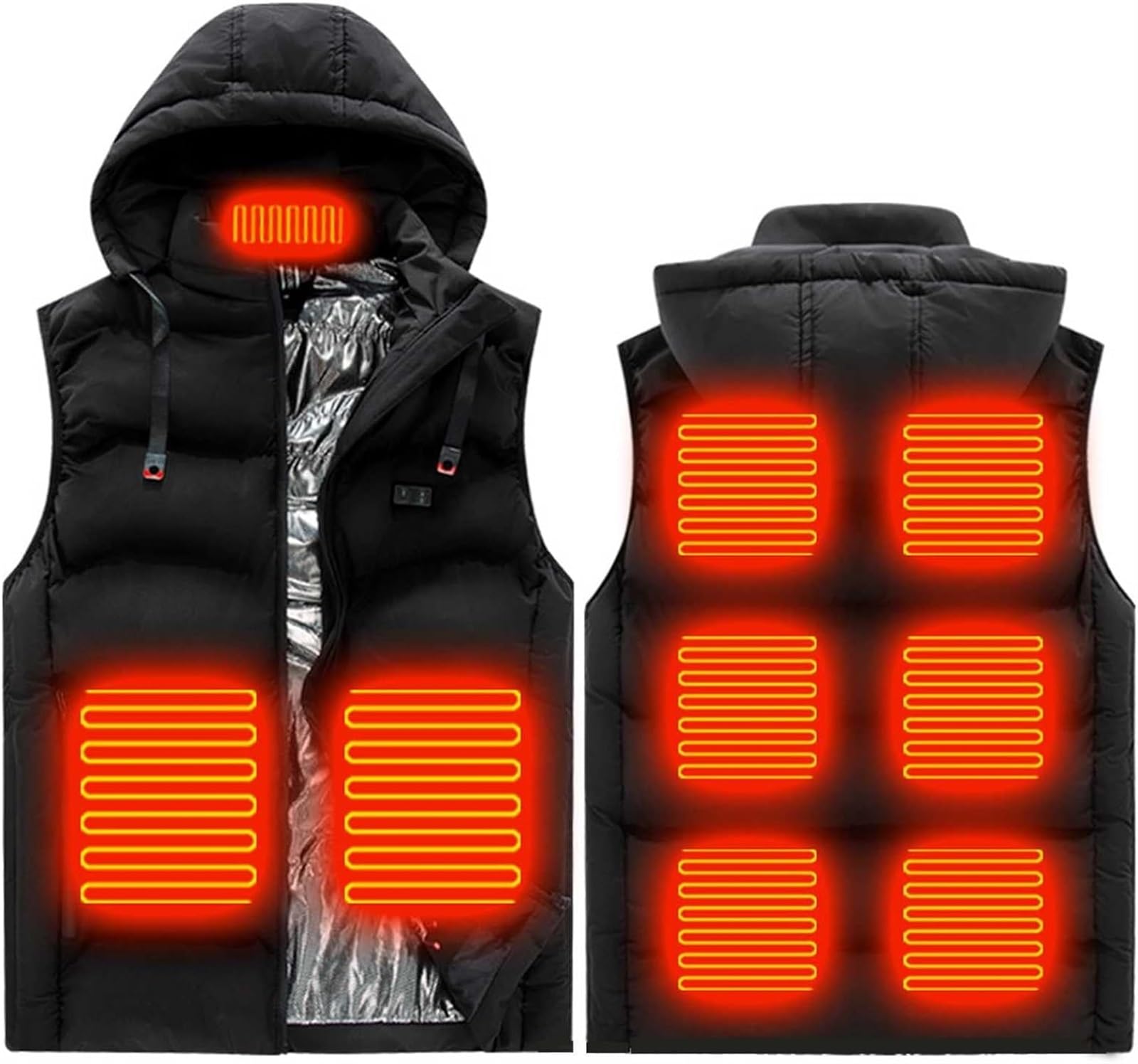 ALKANI Chaleco Calefactor Infrarrojo, Ropa con CalefaccióN EléCtrica USB, Chaleco Calefactable Ligero de Invierno, para Diversas Actividades al Aire Libre (Color : Black, Size : M-Medium)