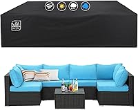 Vista 1 de AKEfit Fundas para Muebles de Patio, 500D Impermeable de Servicio Pesado para Mesa de Patio Cuadrada y Rectangular para Exteriores y Fundas de Negro