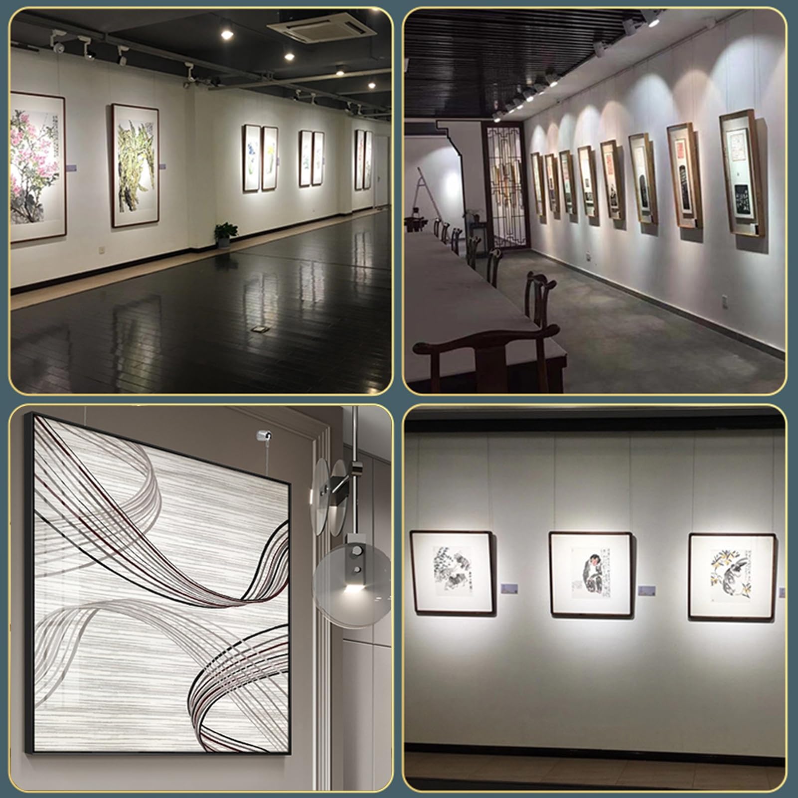 Sistemas para colgar cuadros, cordón colgante de punto de cruz con riel creativo, 2 paquetes de soporte de exhibición de obras de arte para paredes de yeso