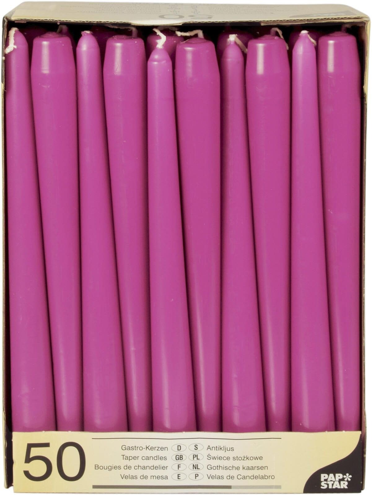 Bougies de chandelier fuchsia de 25cm pour illuminer vos grands dîners et réceptions festives