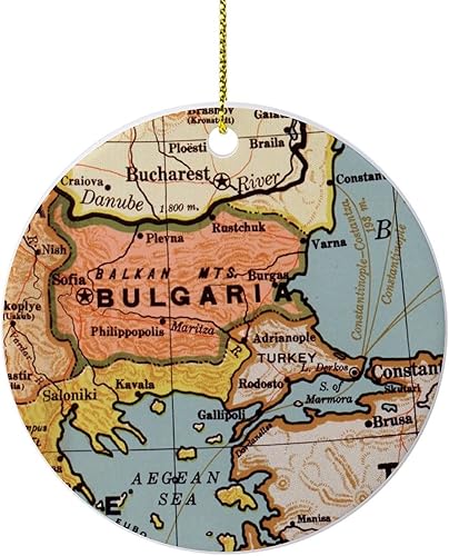 Mapa de Bulgaria Adornos de Navidad de cerámica 2022 divertido regalo para amantes de los viajes del mundo decoraciones para árbol de Navidad Mapa de Bulgaria Adornos de Navidad de cerámica 2022 divertido regalo para amantes de los viajes del mundo decoraciones para árbol de Navidad