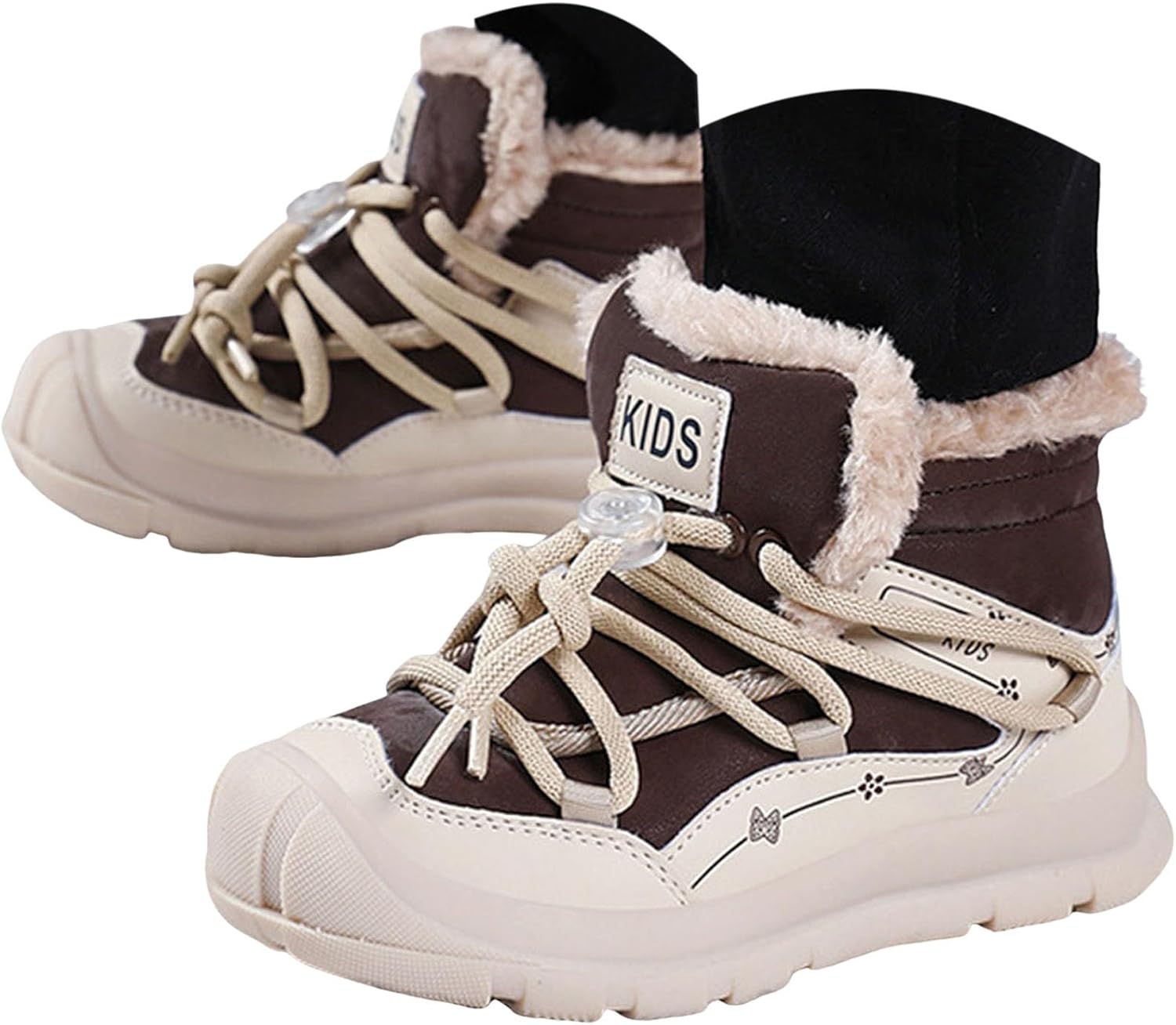 IWIHMIV Boys Girls Winter Boots Outdoor Warm Non Slip Short Boots Winter Thick Velvet Hiking Warm Shoes