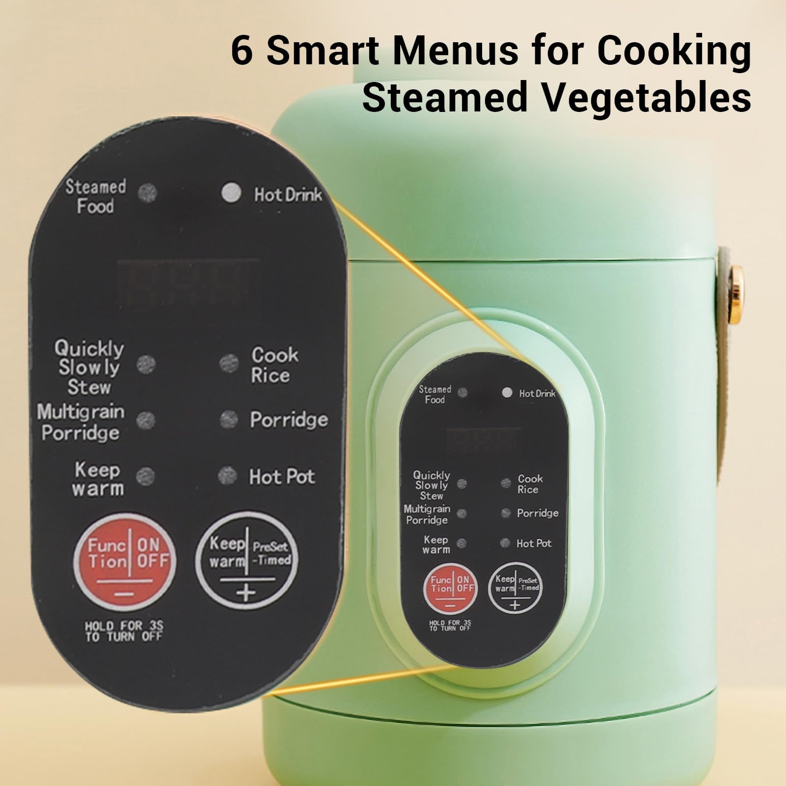 Elektrischer Hot Pot mit Dampfer, 800ML Ramen-Kocher, Non Stick Tragbarer Nudel Kocher für Pasta Suppe Steak Haferflocken, Multifunktion Aler Fauler Topf mit 6 Modi & Timer &
