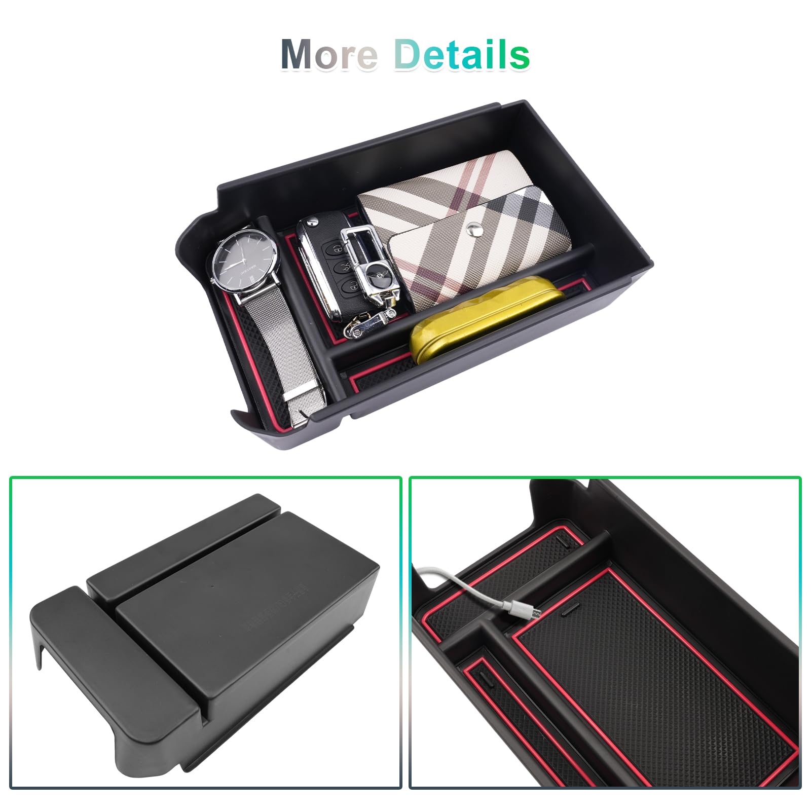 GAFAT Compatibile con Mercedes-Benz GLC X254 2023-2025 2026 Contenitore Portaoggetti per Console Centrale, GLC 2025 Organizer Vano Portaoggetti Braccioli, Accessori GLC X254 (Rosso)