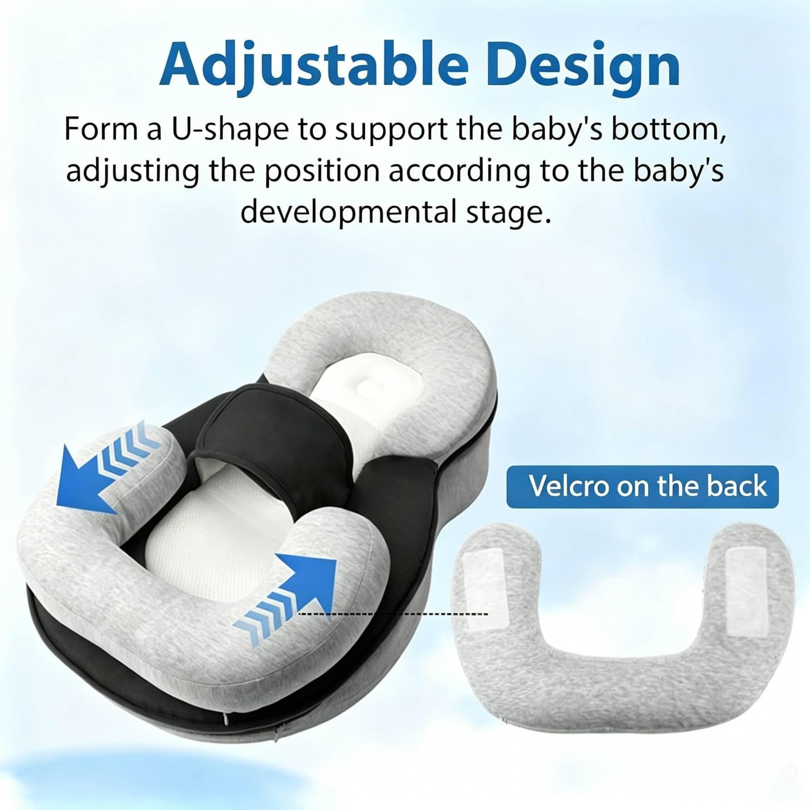 Sillita Portátil para Bebé, Cojín Inclinado para Lactancia con Correa De Seguridad Regulable, Posicionador Suave Lavable para Tomas Y Siestas Diurnas