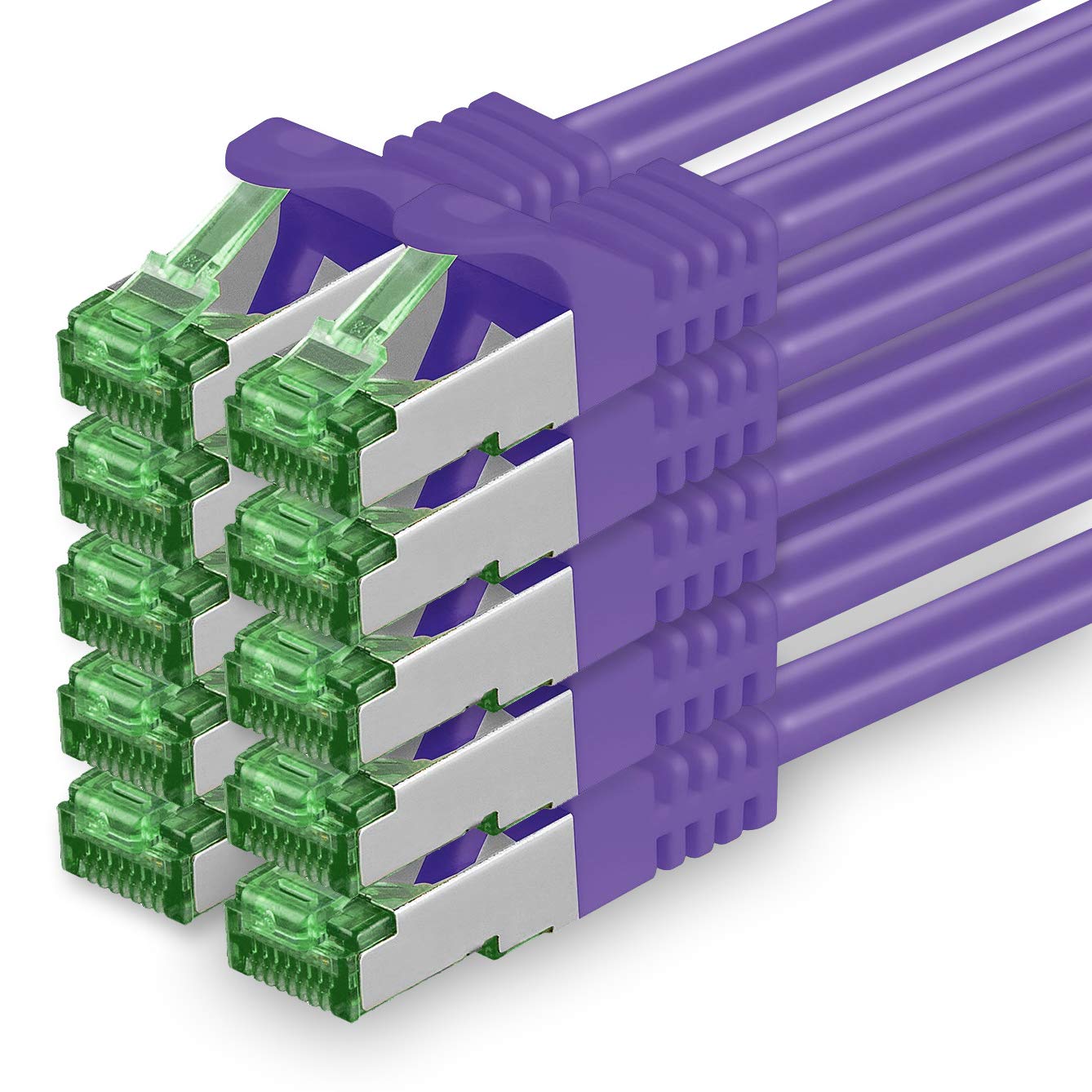 1aTTack.de 5 M Cat.7 Netzwerk-Kabel 10 Stück Cat7 Patch-Kabel Lan-Kabel Ethernet RJ45 10 Gbit/s (Alle Internetgeschwindigkeiten) Violett 5 Meter