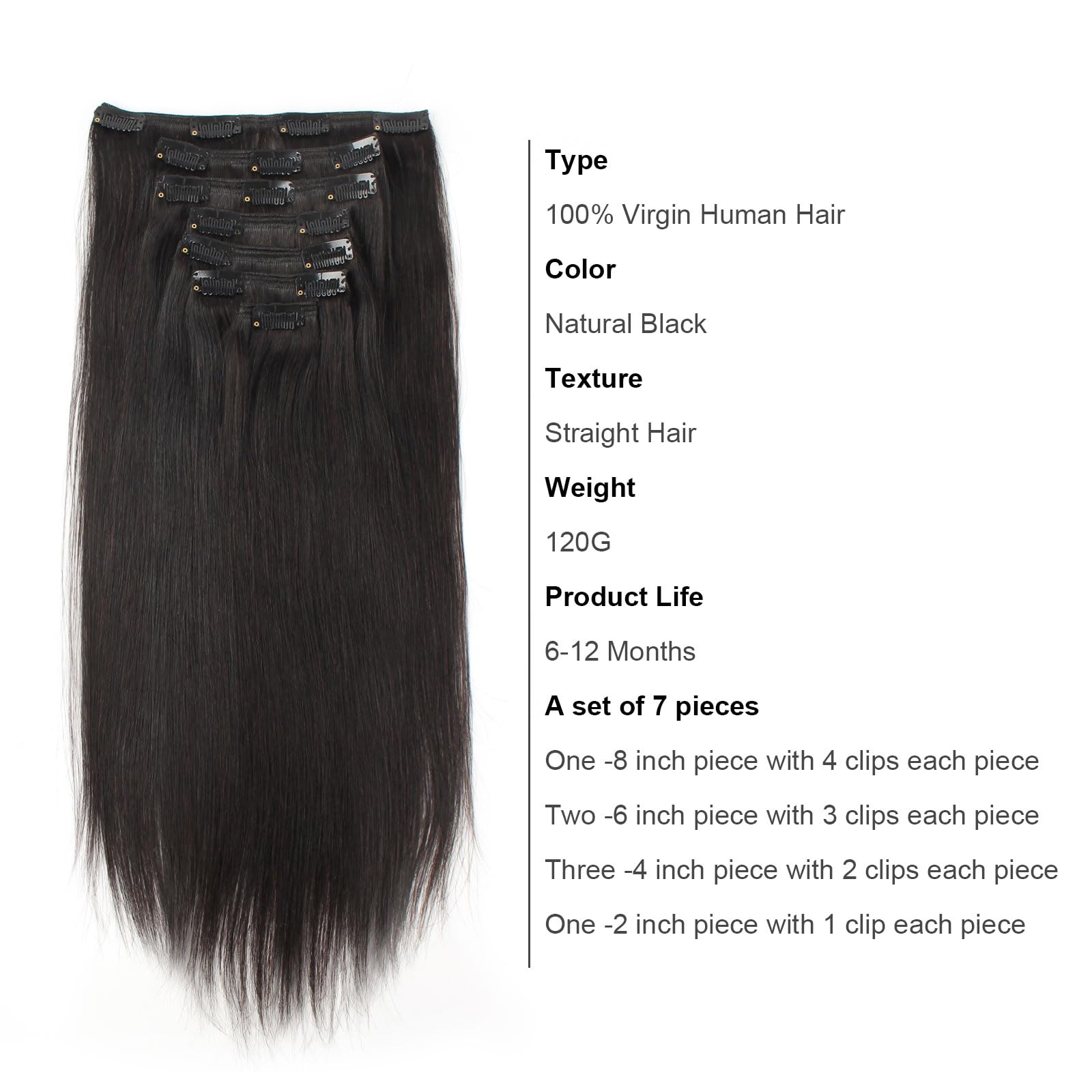 Amazon.com : ABH AmazingBeauty Hair Silky Straight Clip ins 