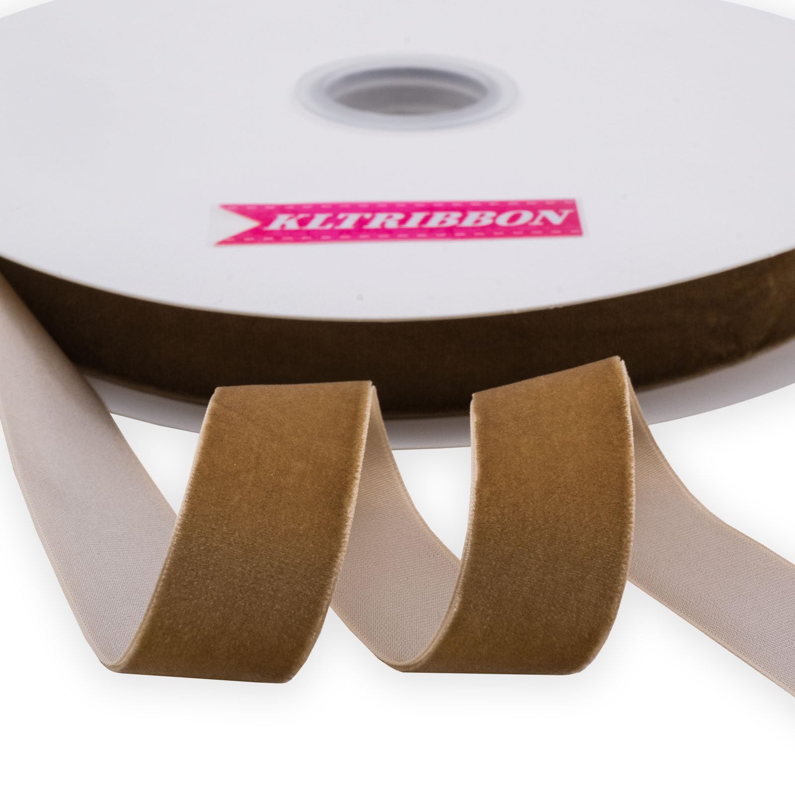 KLTRIBBON Nylon Khaki Velvet Ribbon Single Sided,1 Inch X 25 Yards Spool