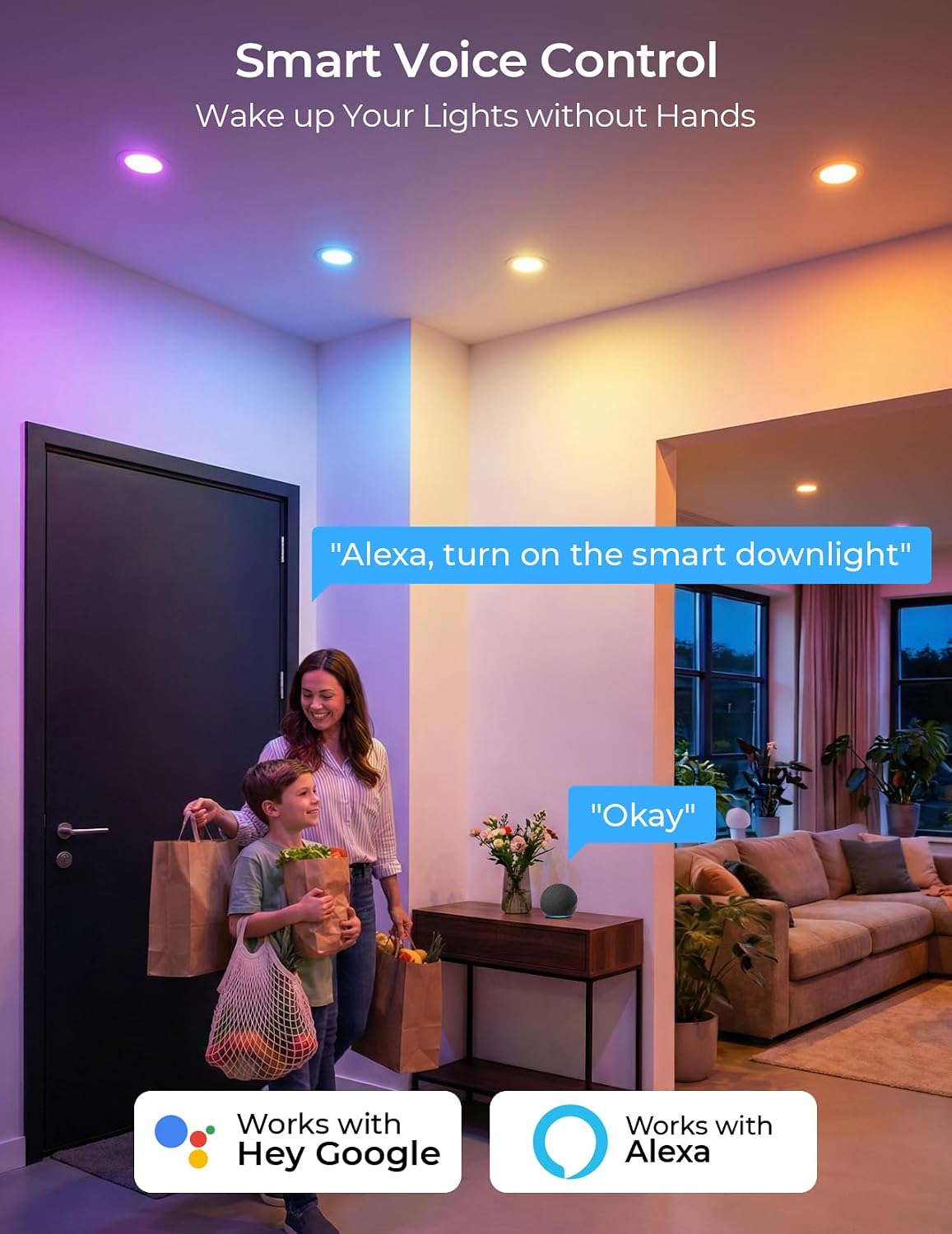 CINOTON RGBCW Smart LED Recessed Lighting with Gateway, Wi-Fi Canless Downlight with Junction Box, 16W Recessed Light Work with Alexa & Google Assistant,RGB & 2700-6500K Color Changing 6 Inch & 6 Pack 7 71CkmFHfWCL. AC SL1500