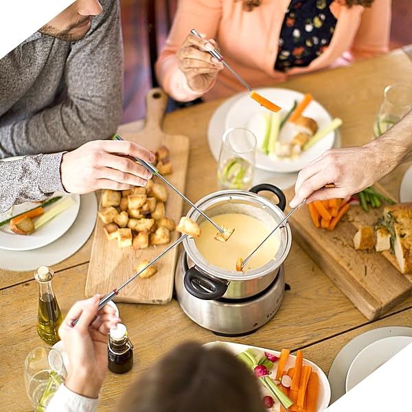 12 Pièces Fourchettes à Fondue en Acier Inoxydable, 24 cm Pique a Fondue Poignée Résistante à la Chaleur, Pics a Fondue au Fromage pour Fontaine à Chocolat, Viande, Légumes,Fruits,Guimauves,Barbecue - 5