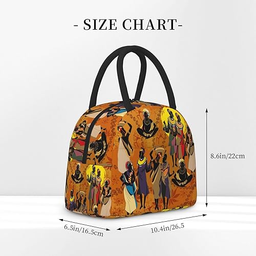Miniatura 3 de Bolsa de almuerzo africana negra para mujer, bolsa grande de mano para mujer afro, reutilizable, contenedor para mujeres y hombres, oficina,