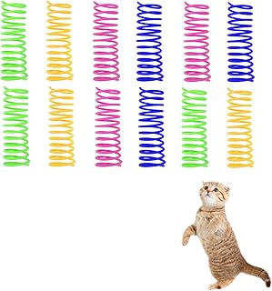 Andiker Cat Spring Toy, 12pcs 3.5 inch Spiral Cat Toy Interactive for Indoor Cat, Elastic Colorful Plastic Cat Coil Spring Toy New Upgrade Extended Large Spring Toy for Kitten Relieve Boredom（L）