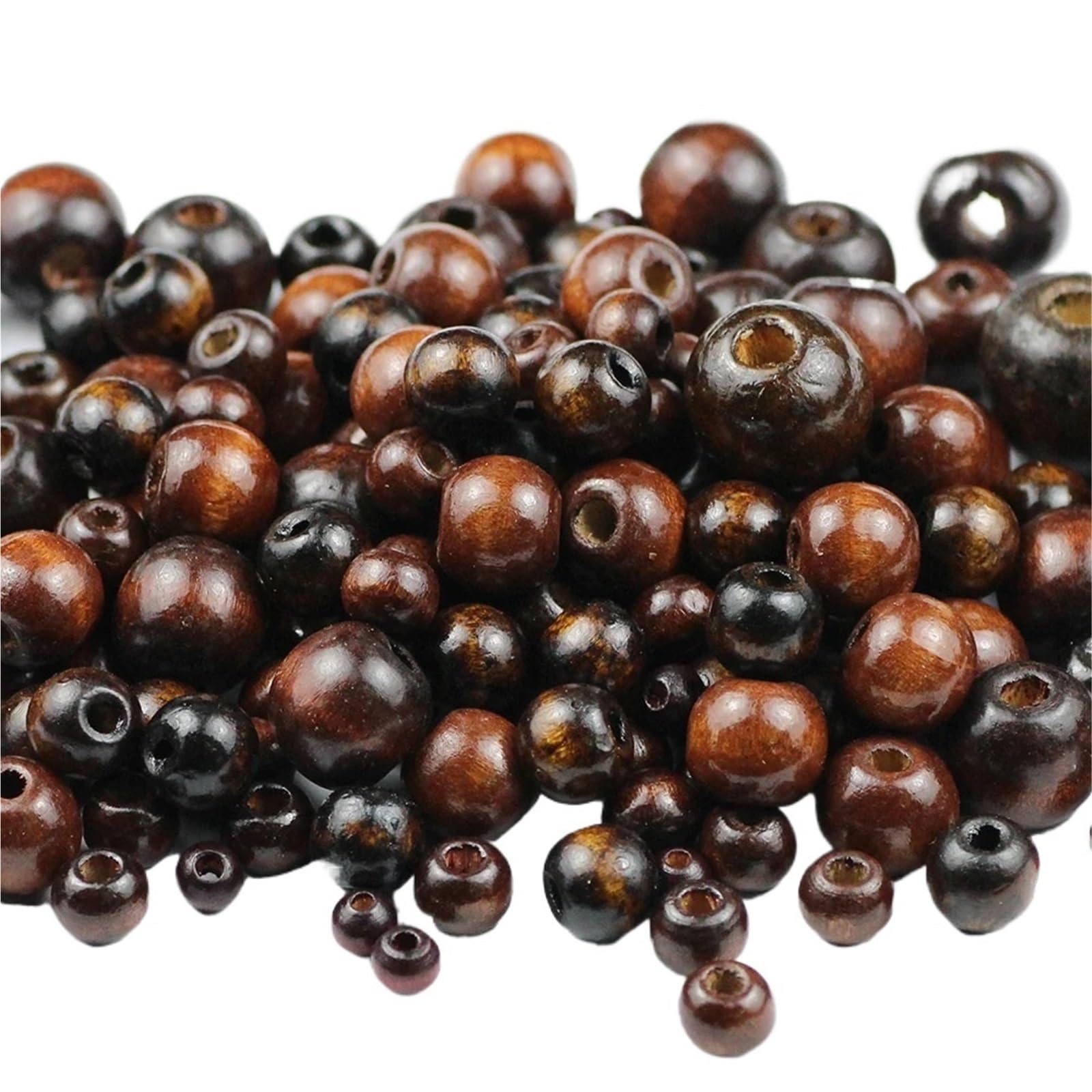 10~500 cuentas redondas de madera natural marrón, sueltas for hacer joyas y pulseras para Decoraciones Macrame