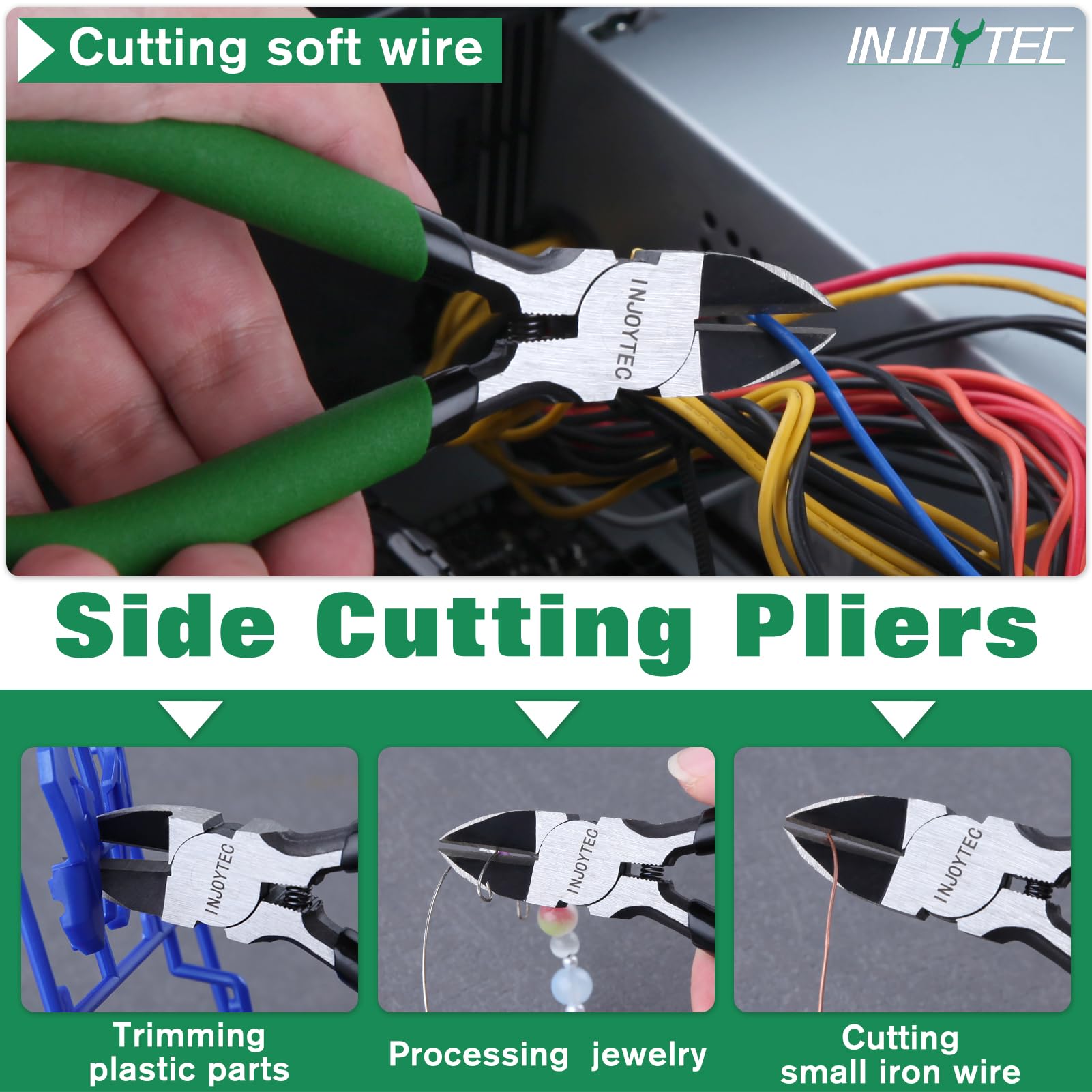 INJOYTEC Mini Wire Flush Cutters 5 Inch Wire Cutters Diagonal Cutters Side Cutters Sharp and Precision Side Cutting Pliers Spring Loaded Wire Snips Clippers for Jewelry Making Crafting - Image 3