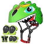 VICTGOAL Toddler Kids Bike Helmet Lightweight 3D Children Bicycle Helmet for Boys and Girls Age 3-8 for Multi-Sport Scooter Cycling Skating (Green-Set)
