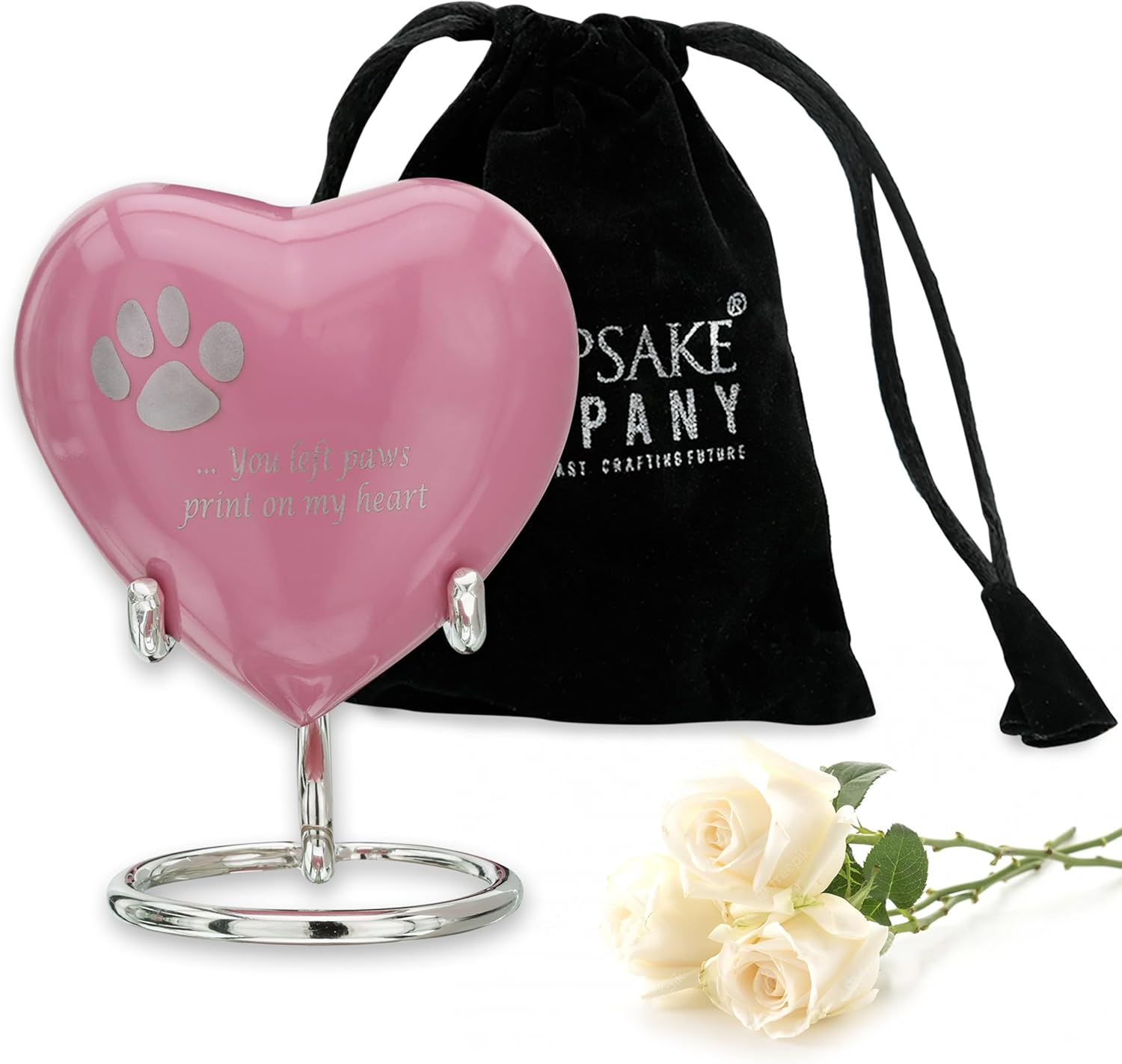 Pink Heart Keepsake Urn for Pets - Cat's Ashes (3 Inches) - Mini Urn