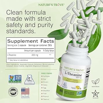 L-Theanine 200mg Super Value Size - 365 Vegetarian Capsules
