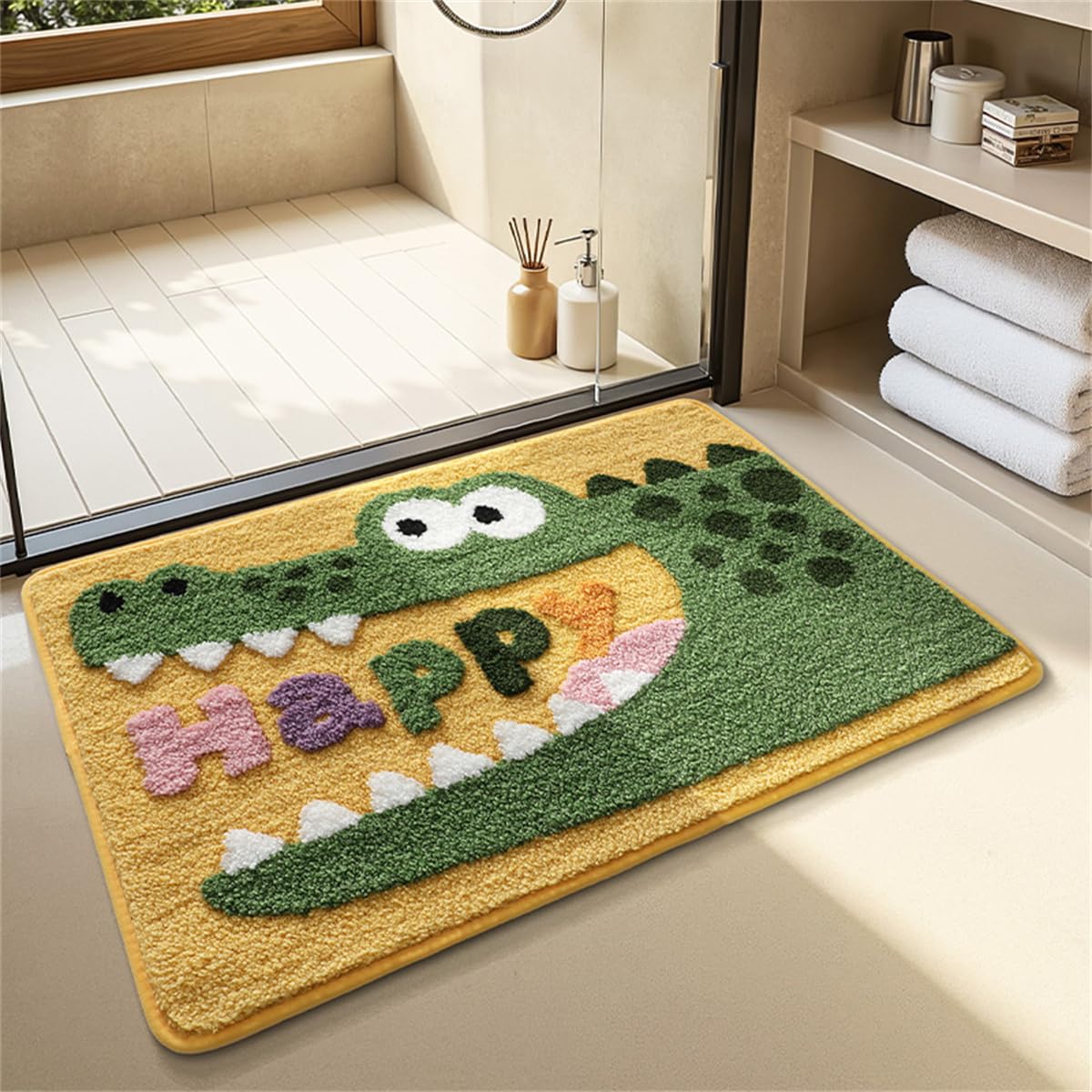 Ankah Animal Bath Mat Cute Cartoon Bathroom Rug Comfort Rug Extra Absorbent Soft Quickly Dry Machine Washable Bath