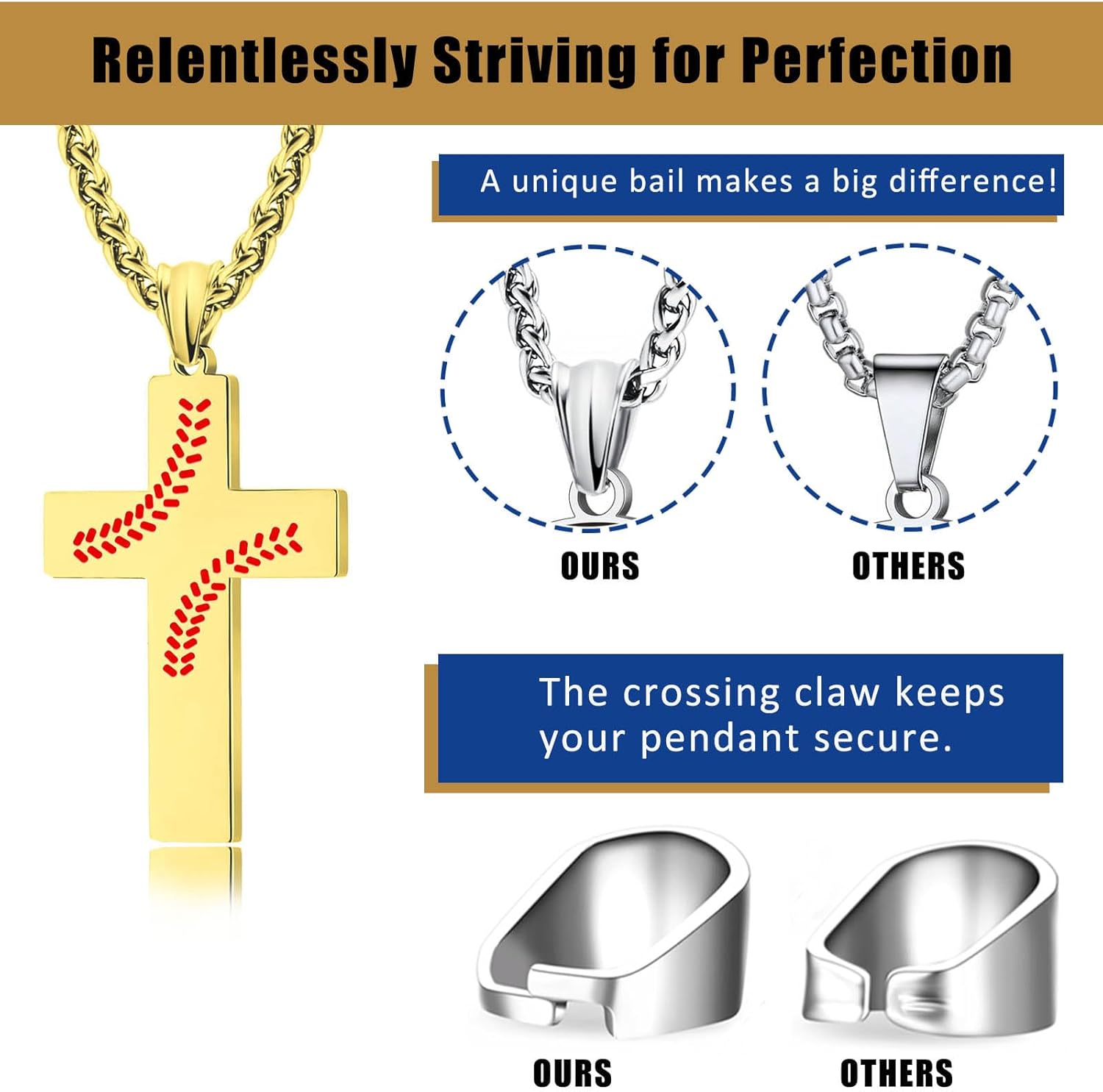 LAOYOU 6/12 Pcs Baseball Cross Necklace Bulk Set, Engraved Philippians 4:13, Team Gifts for Players, Coaches, and Fans, Sport Party Favors Jewelry - Image 6