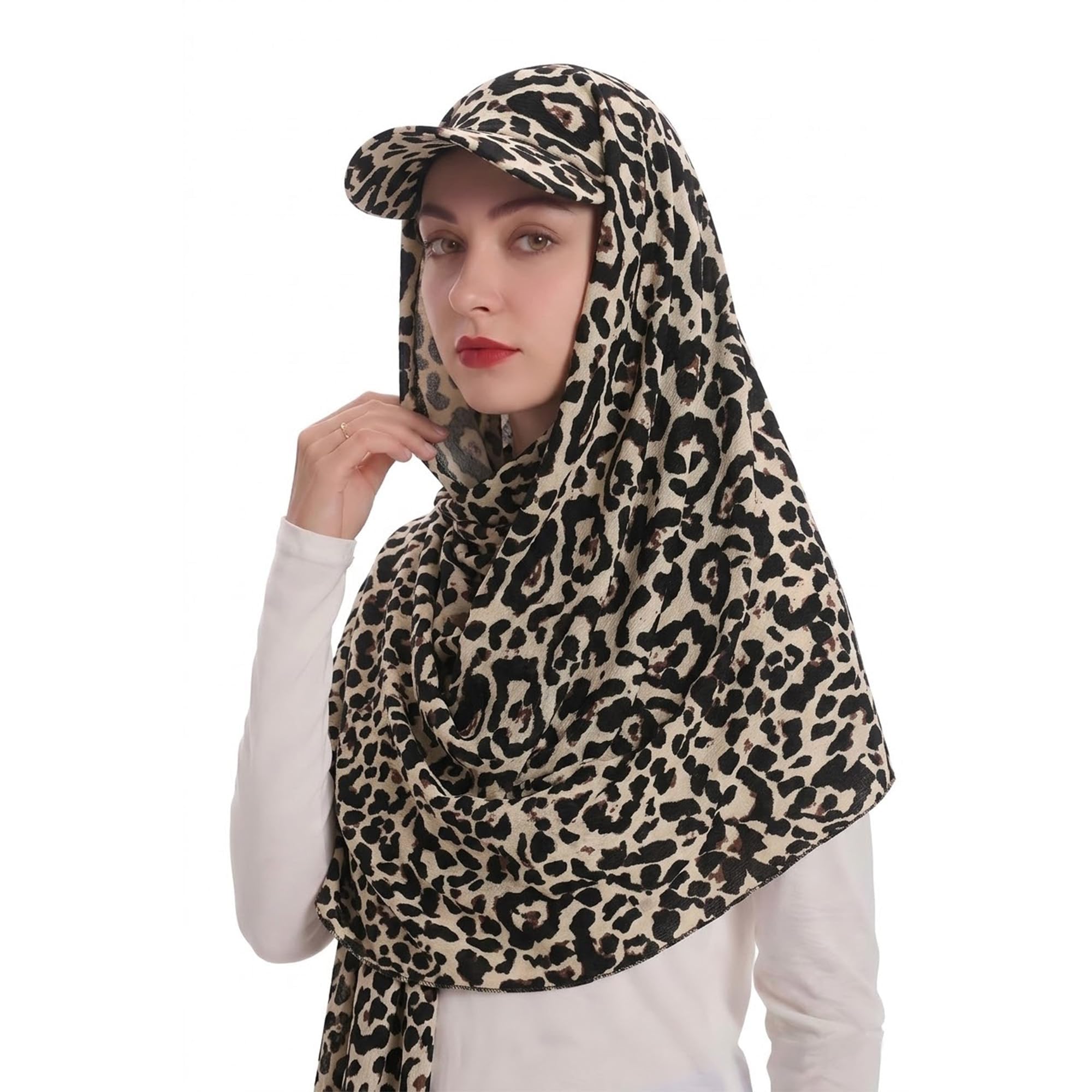 ZLYC Sciarpa musulmana da donna con visiera, pronta all'uso, copricapo da baseball