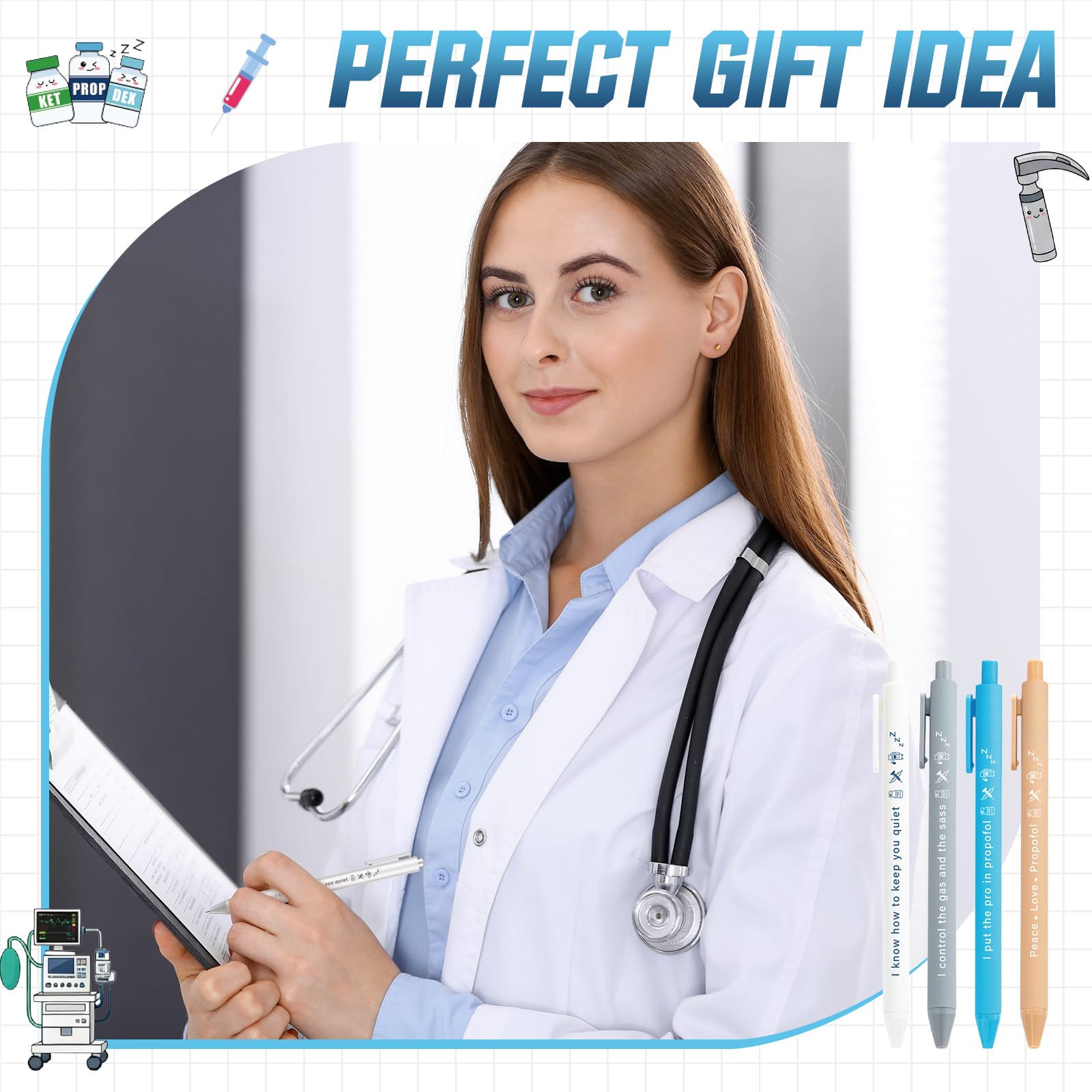 Crtiin 36 Sets Nurse Appreciation Gifts Bulk Funny Anesthesia Pens with Thank You Cards & Ties, Nurses Week Gift 2026, Medical Party Favors for Nursing Staff