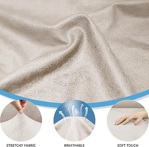 Miniatura 5 de Fundas para sofá con cojines en forma de T de 4 piezas, funda para sofá con aspecto de cuero para sofá de 3 cojines, protector de muebles, funda