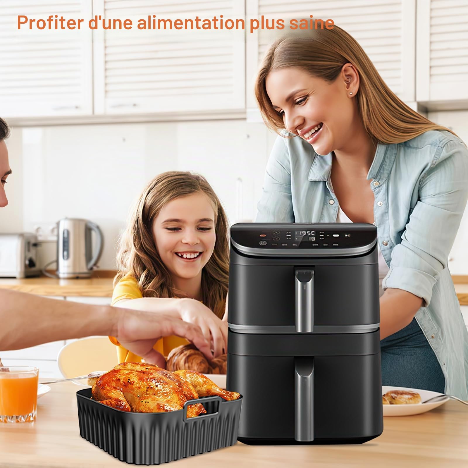 Moule en Silicone pour Cosori Turbo Tower/Pro/Smart Friteuse à Air Chaud | Accessoire pour Friteuse à Air Chaud 10,8 L Double Stack pour Cosori DC111, DC112 et DC113S (6,5 L et 4,3 L)