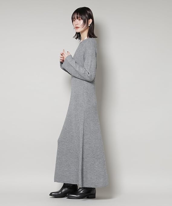 Amazon.co.jp: [ナノ・ユニバース] 片畦 フレア ニット ワンピース