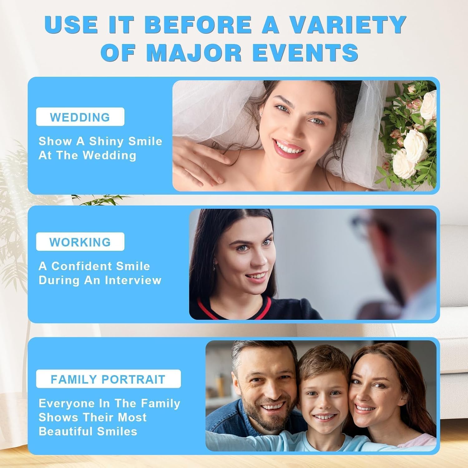 Tooth Repair Kit, Temporary Veneer Denture Kit for Women and Men, 2 Pairs of Upper and Lower Replacement Kit with 3 Shade 6 PCS, Looks Nature and Comfortable Fit