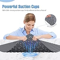 Vista 2 de Tapete de ducha antideslizante para bañera y ducha, 236 ventosas con orificios de drenaje, secado rápido, lavable a máquina, agarre adicional